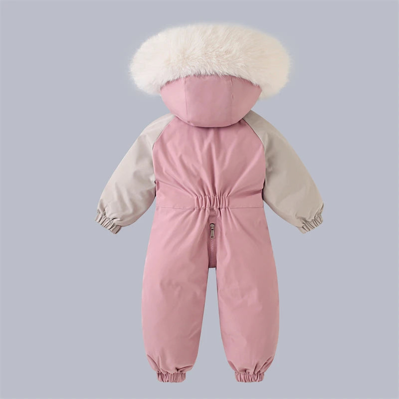 Winter Baby Ski Suit Plus Velvet Jumpsuit Waterproof