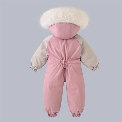 Winter Baby Ski Suit Plus Velvet Jumpsuit Waterproof