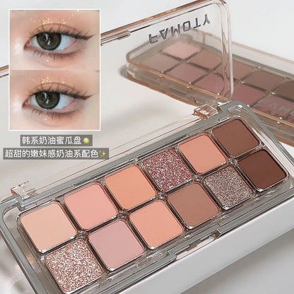 12-Color Matte Eyeshadow Palette Tea Apricot Earth Tones