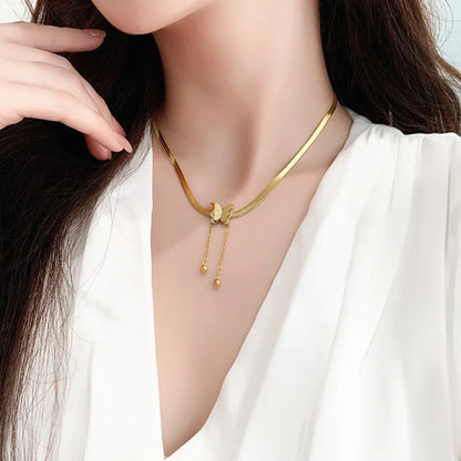 Stainless Steel Butterfly Choker Necklace for Women
