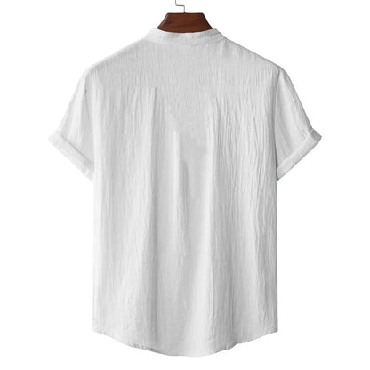 Men's Cotton Linen Short Sleeve T-Shirt Casual Beach Top