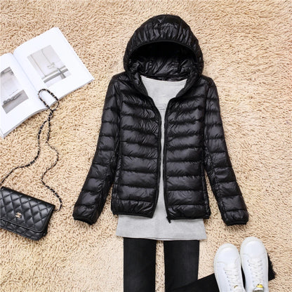 Women Hooded Puffer Jacket Plus Size Lightweight