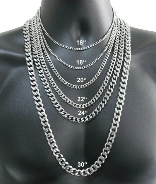 Men's Silver Color Link Chain Necklace 40-75cm
