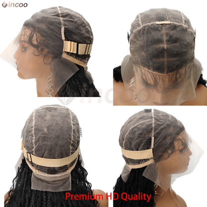 Boho Box Braided Curly Hair Full Lace Wig Burgundy