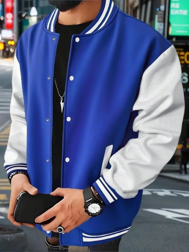 Men's Black And White Varsity Baseball Jacket