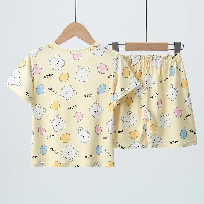 Children's Summer Short Sleeve Shorts Set