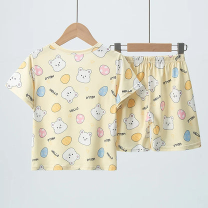 Children's Summer Short Sleeve Shorts Set