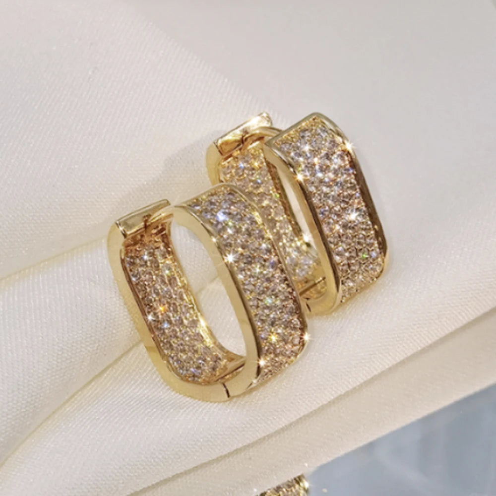 Huitan CZ Hoop Earrings for Women in Silver and Gold