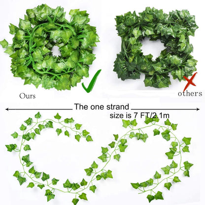 12 Pack Artificial Ivy Leaves Garland for Decoration