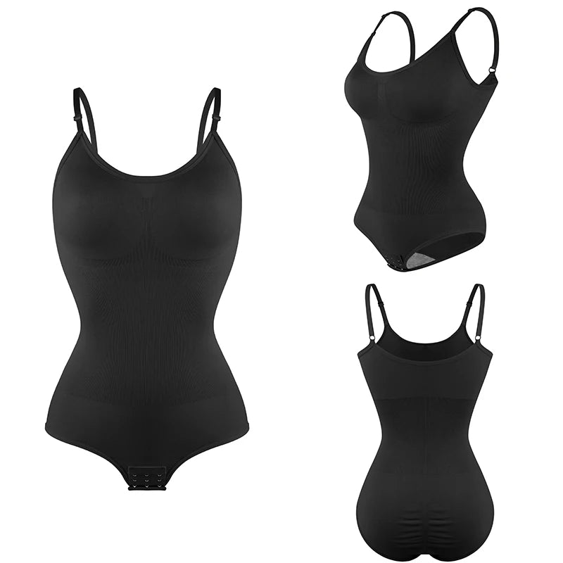Women Seamless V-Neck Bodysuit Shapewear Red Blue