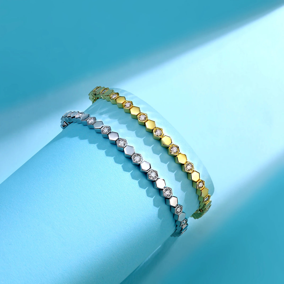 Moissanite Hexagon Tennis Bracelet in 925 Sterling Silver