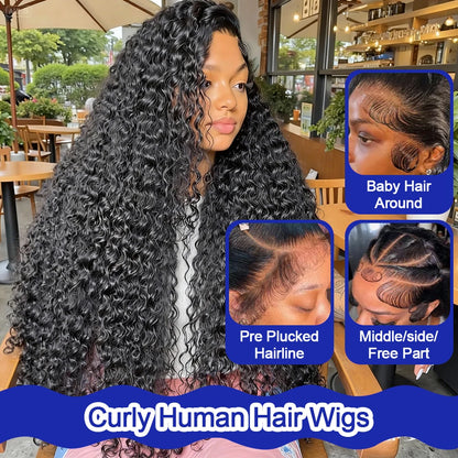 High Density Water Wave Human Hair Wig 40 42 Inch
