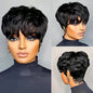 Short Bob Wig Straight Synthetic Wig with Bangs Natural Black