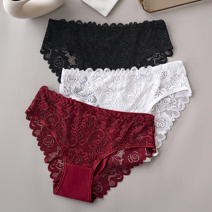 3PCS Set Floral Lace Briefs Women Underwear