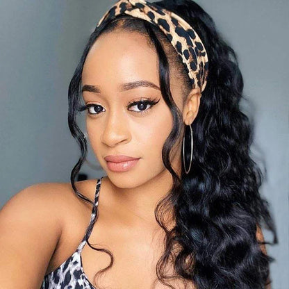 Body Wave Headband Wig Remy Human Hair Natural Black
