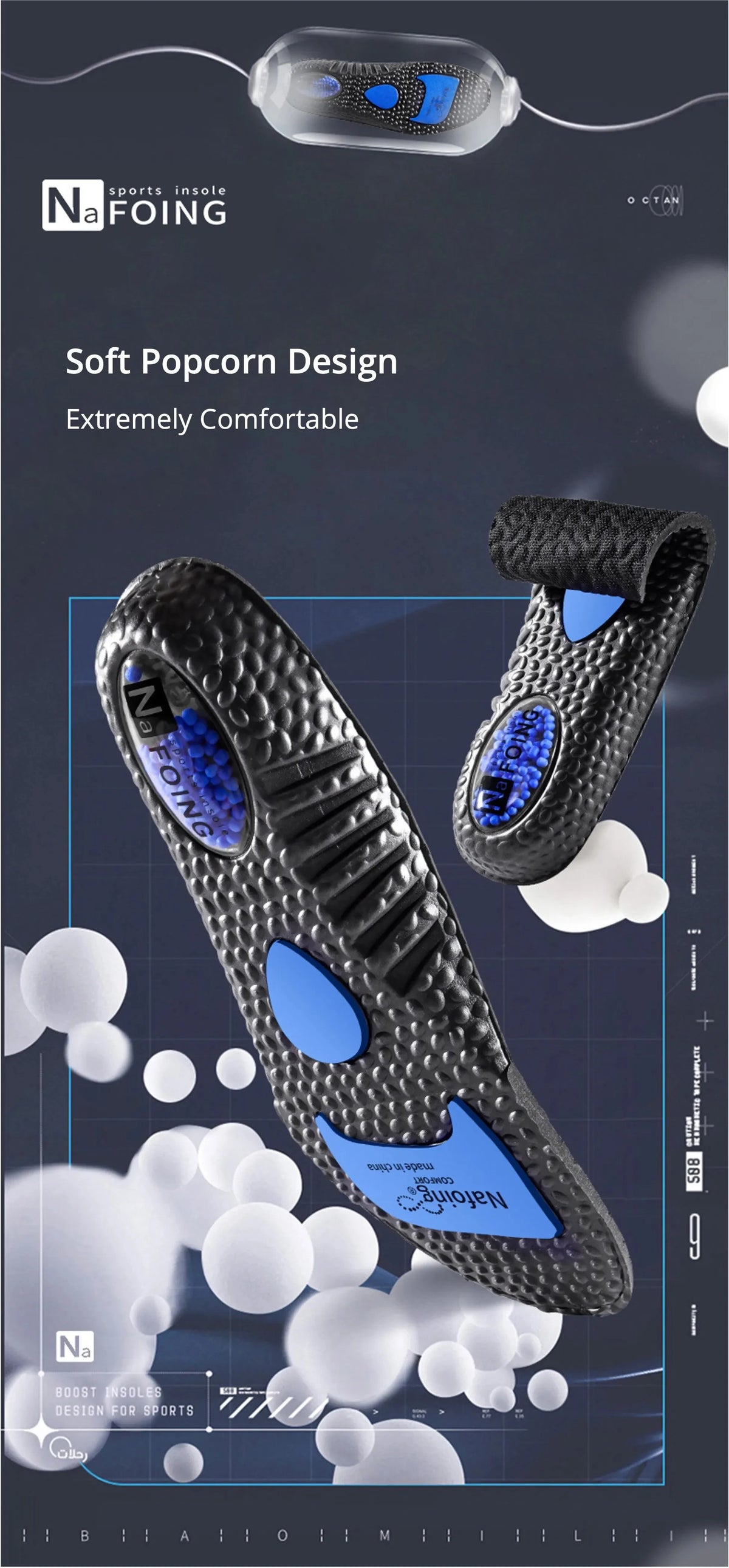 High Elastic EVA Shock Absorption Insoles for Running