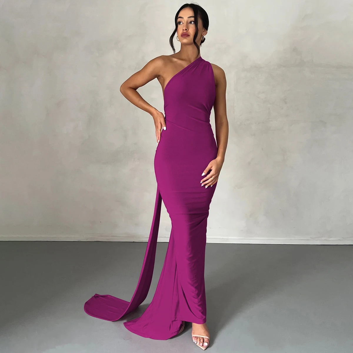 Hugcitar One Shoulder Backless Maxi Dress Women
