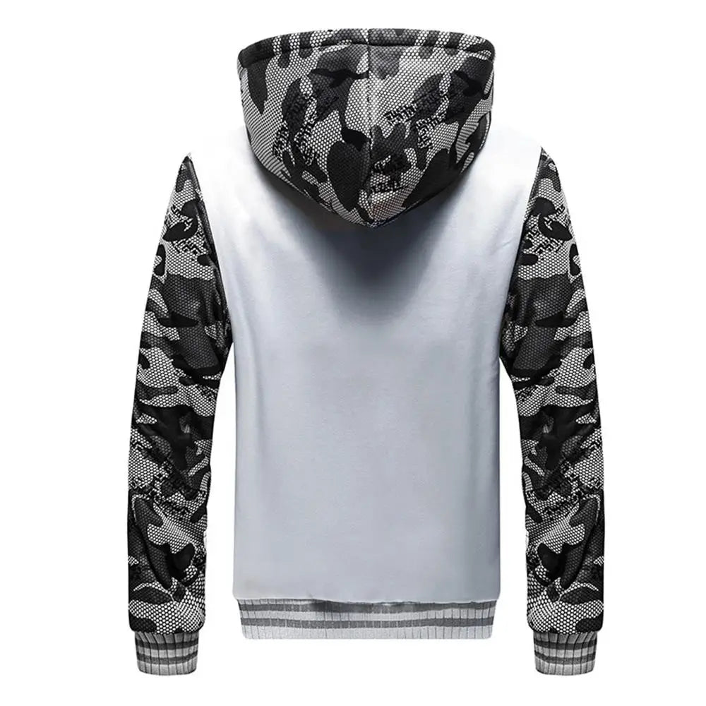 Men's Camouflage Winter Jacket Fleece Long Sleeve Coat
