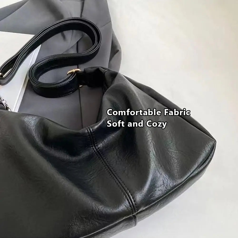 Trendy PU Leather Slouchy Shoulder Bag for Women