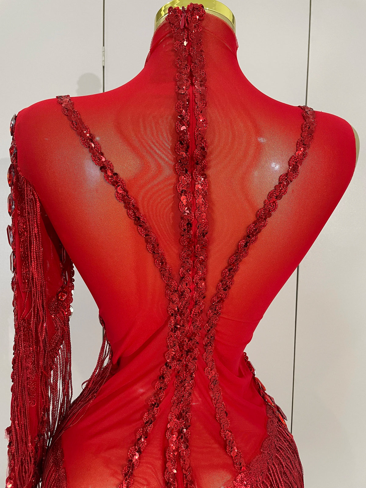 Sparkly Rhinestones One Shoulder See-Through Dress