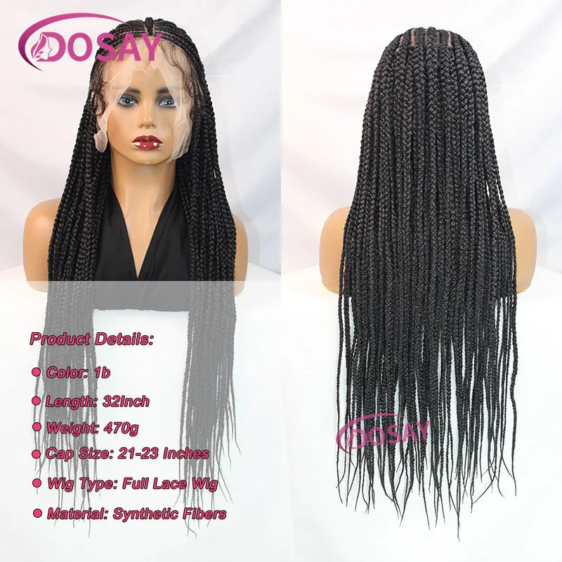 32 Inch Full Lace Front Synthetic Braided Wig Black