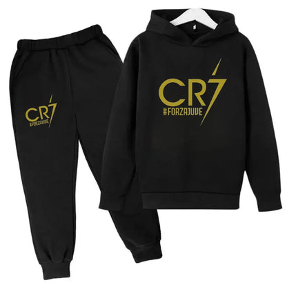Ronaldo CR7 Print Hoodie and Pants Set for Children