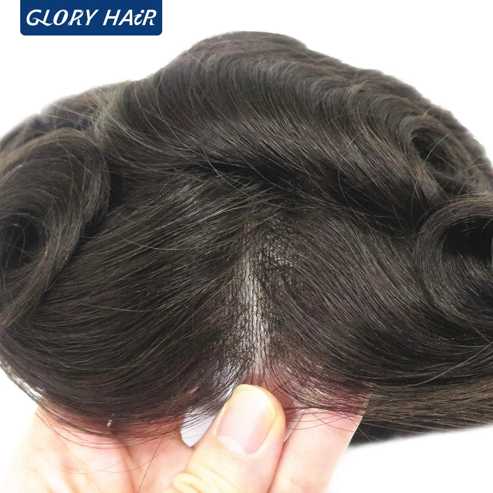 Double Knotted Toupee 130% Density Indian Hair 5 Inch