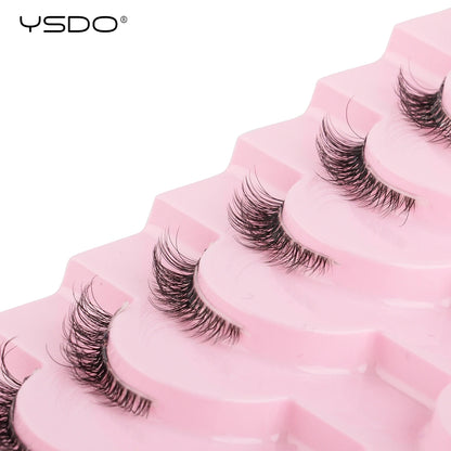 YSDO 5/10 Pairs Natural Soft Black Half Lashes