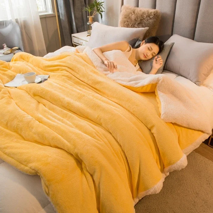 Wool Throw Blanket Double Sided Queen Size Winter Use