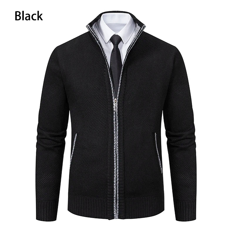 Men's Fleece Zipper Cardigan Casual Sports Coat