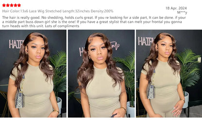 Chocolate Brown Body Wave HD Lace Front Wig 46 Inch
