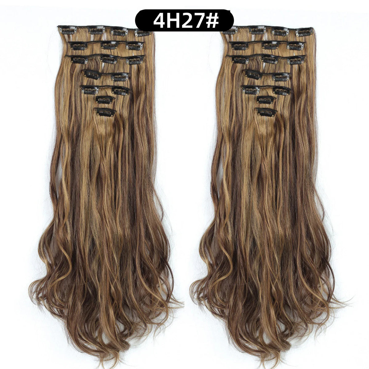 22 Inch Curly Wavy Clip In Hair Extensions Synthetic