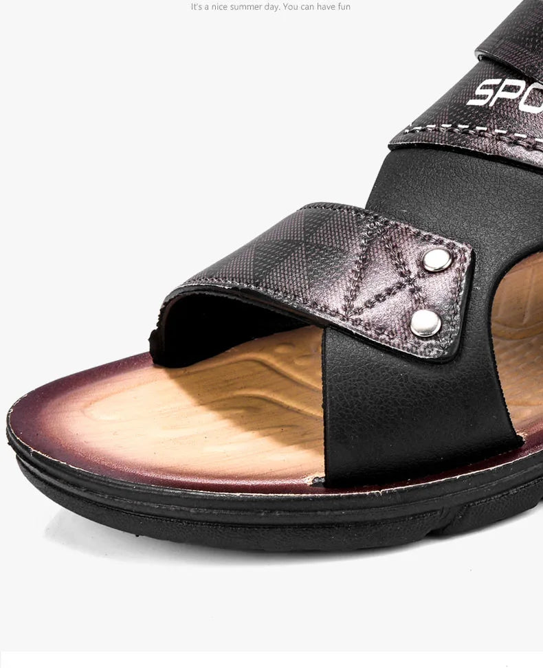 Men's Casual Slip-On Leather Sandals for Summer
