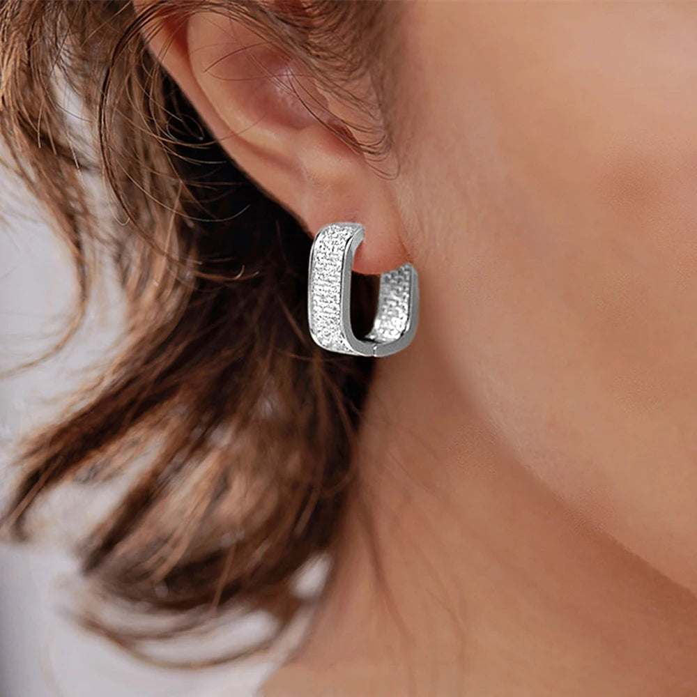 Huitan CZ Hoop Earrings for Women in Silver and Gold