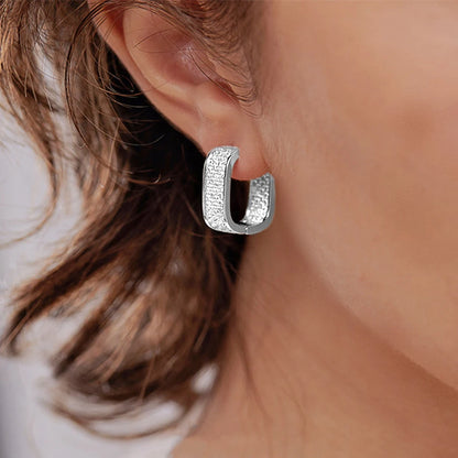 Huitan CZ Hoop Earrings for Women in Silver and Gold