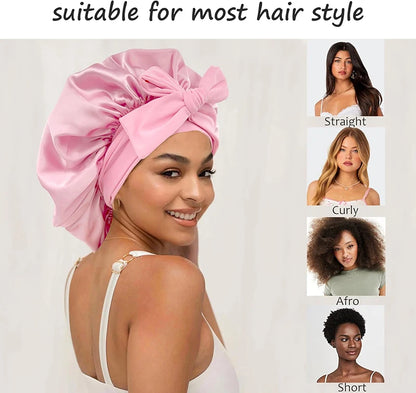 Satin Solid Sleeping Hat with Stretchy Tie Band
