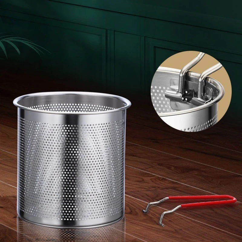 Stainless Steel Deep Fryer with Strainer Basket