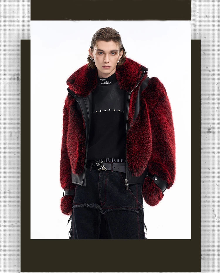 Thick Warm Patchwork Faux Fur Coat for Men