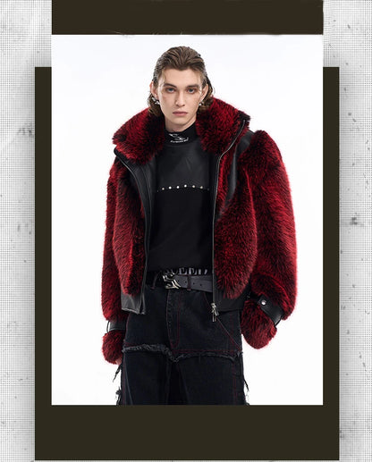 Thick Warm Patchwork Faux Fur Coat for Men