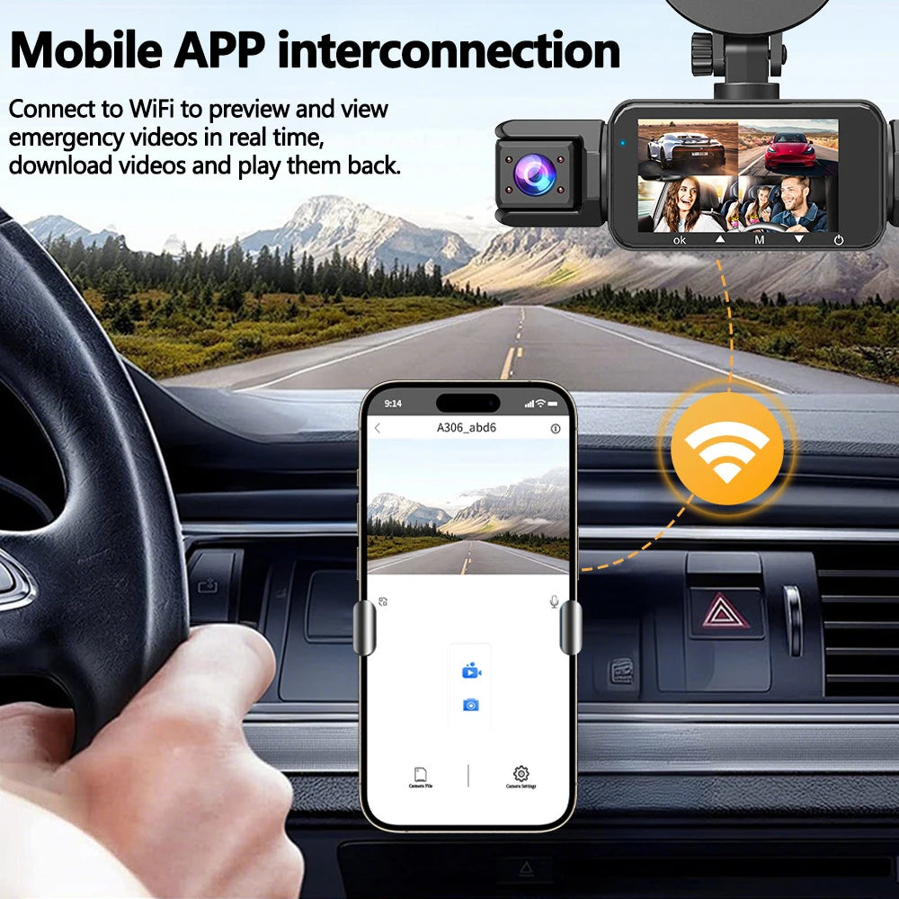 4 Channel WiFi Car DVR Dashcam with 360 Degree Recording