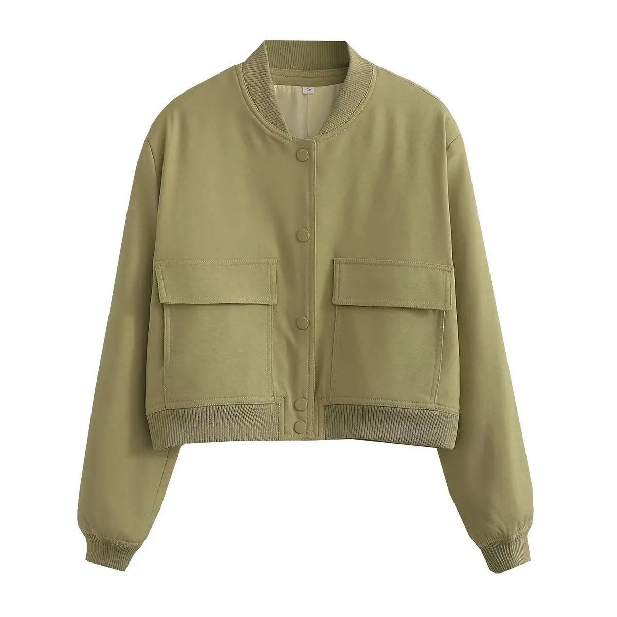 Willshela Women Solid V-Neck Bomber Jacket