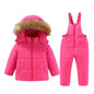 Kids Hooded Ski Suit Cotton Winter Outerwear