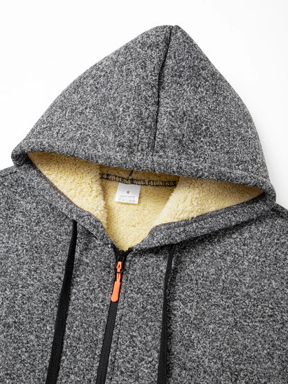 Men's Fleece Hooded Windbreaker Jacket