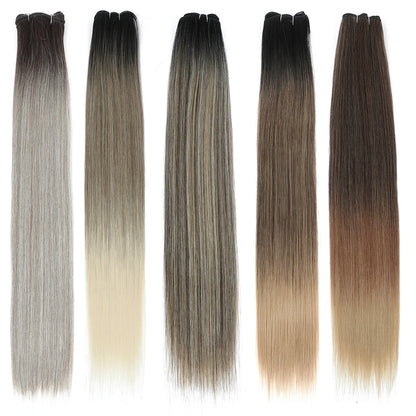 30 Inch Bone Straight Synthetic Hair Bundles Piano Blonde Ombre