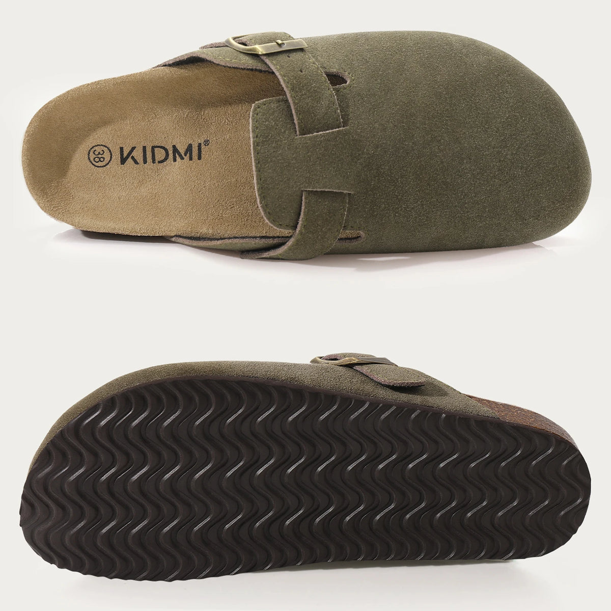 Comwarm Women's Suede Mules Slippers with Cork Insole