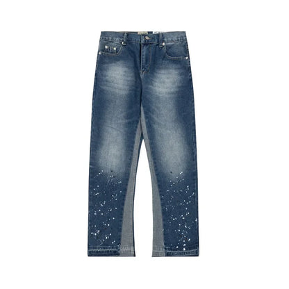 Washed Denim Trousers for Men with Micro-Flared Style