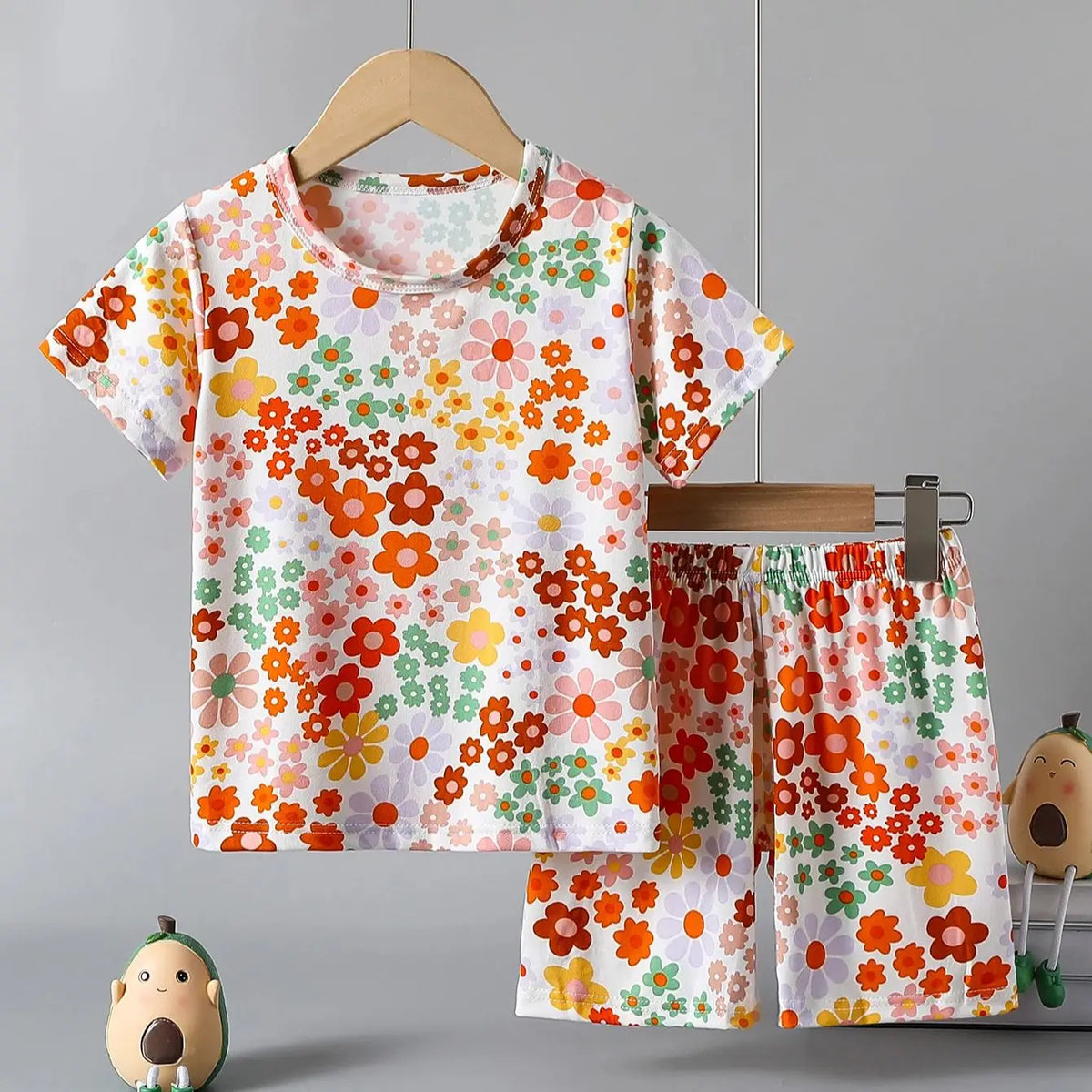 Children's Casual Joker Bear Print Pajama Set