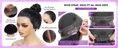 30 Inch Natural Black 360 Lace Front Human Hair Wig