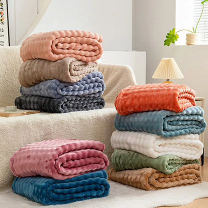 3D Bubble White Plush Fleece Throw Blanket