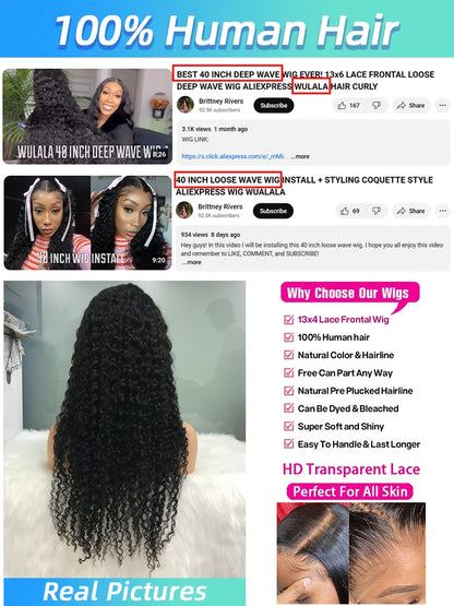 200% Real Density Deep Wave Lace Frontal Wig 30 Inch Human Hair